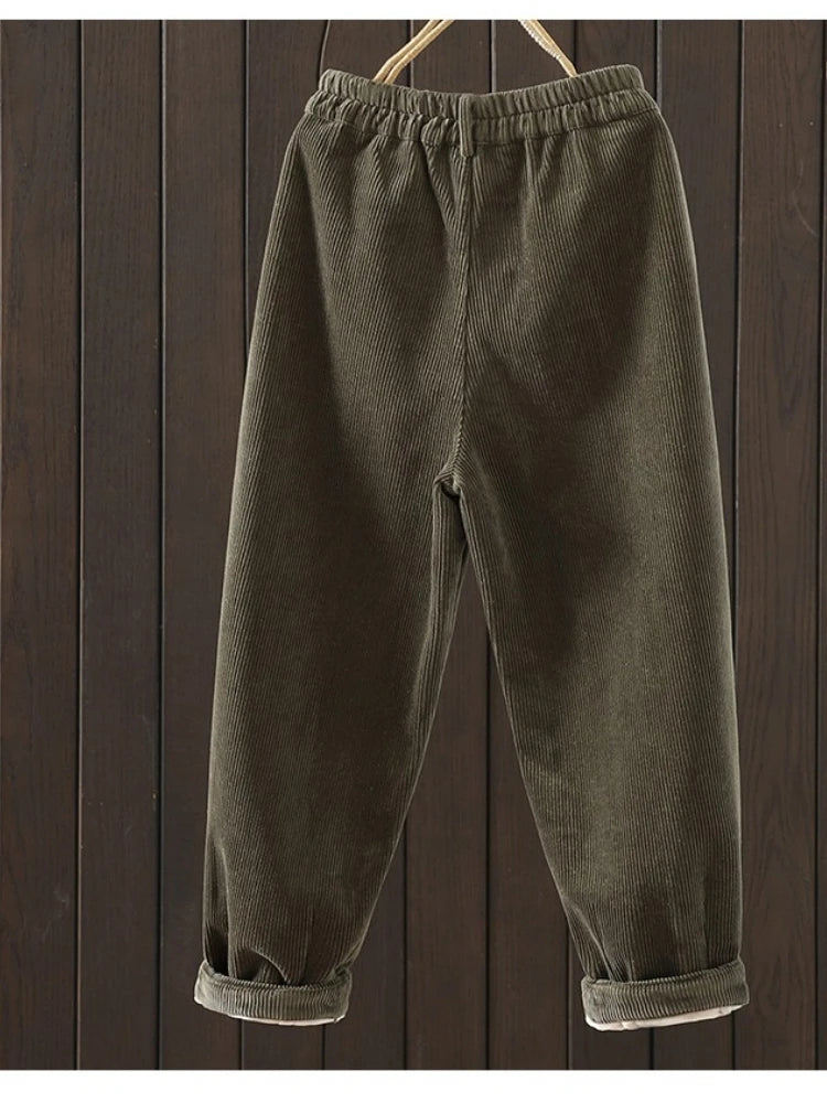 PENDRA Corduroy Warm Elastic Waist Pants