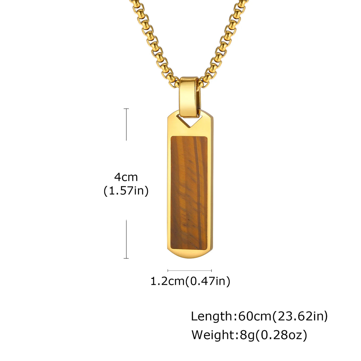 Natural Stone Healing Necklaces for Men,Stainless Steel Rectangular Pendant Necklace,Trendy Hip Hop Birthday Jewelry Gift