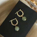 PENDRA Gold Jade Hetian Green Earrings