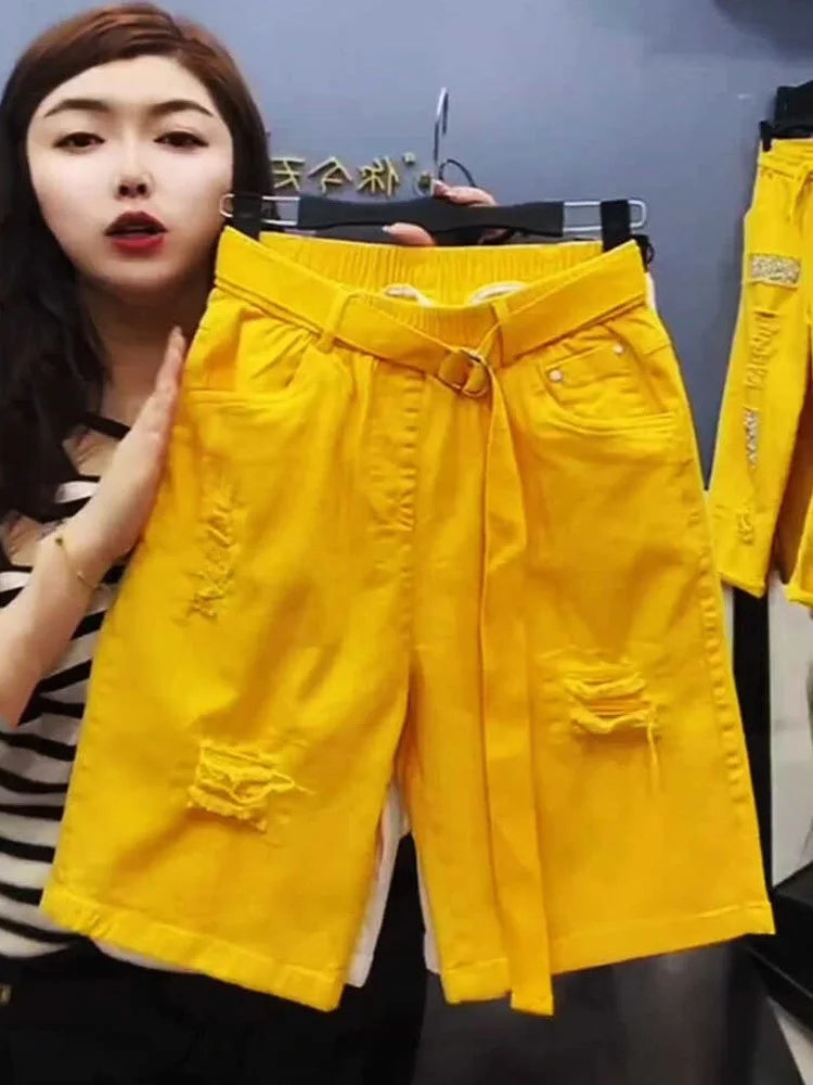 PENDRA White Cotton Harem Denim Pants