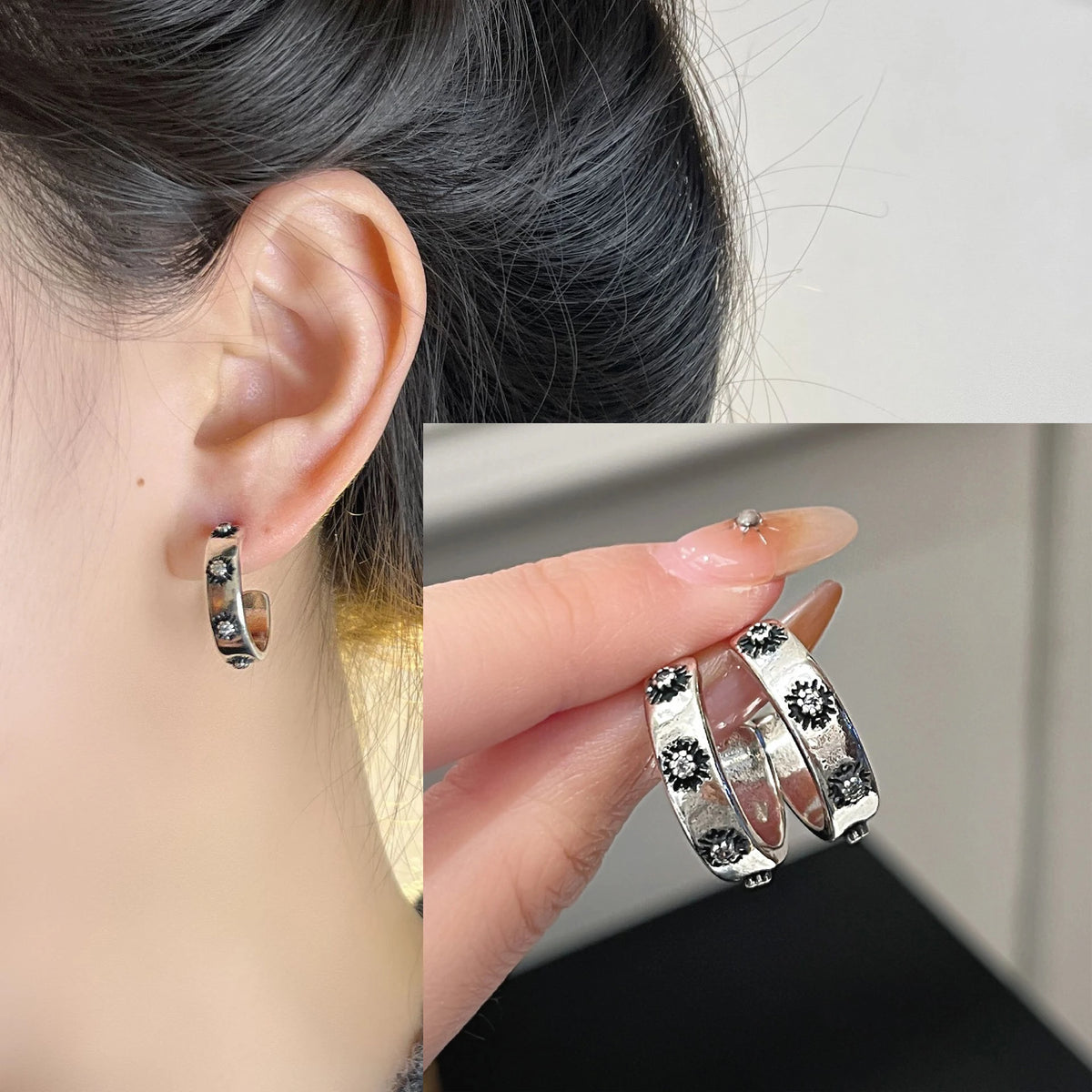 VENTFILLE Vintage Punk 925 Stamp Earrings for Women Girl Creative Twist Winding Geometric Handmade Party Silver Color Jewelry