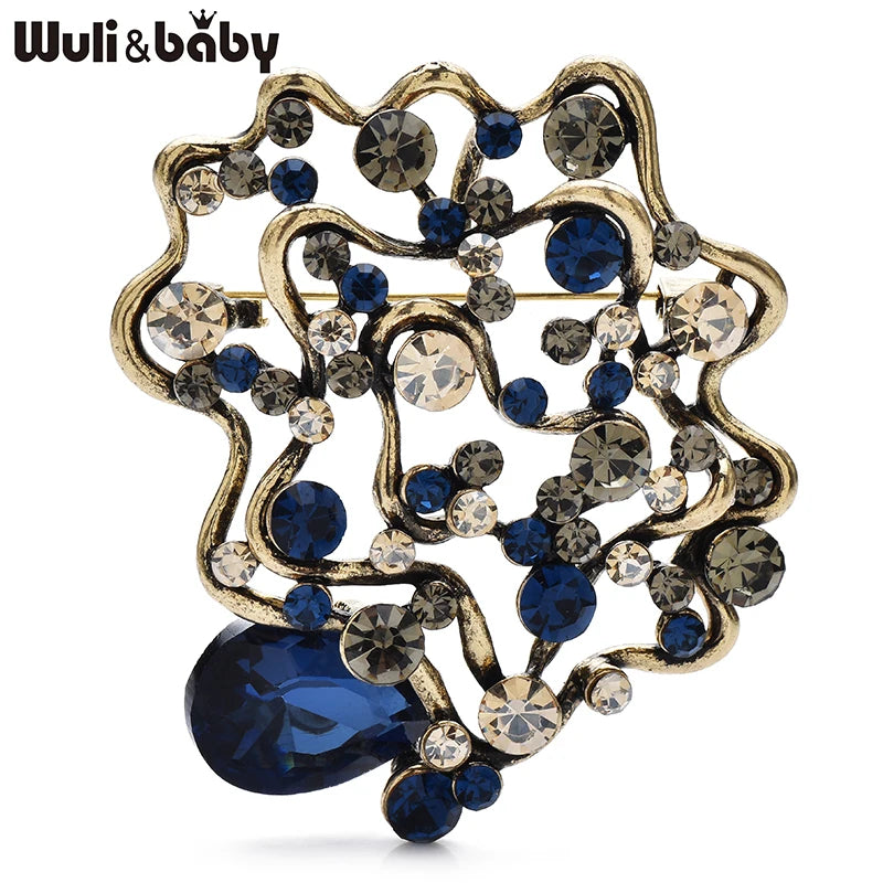 PENDRA Geometra Vintage Crystal Geometric Flower Brooch