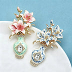 PENDRA Violetta 2-Color Enamel Rhinestone Lily Vase Brooch