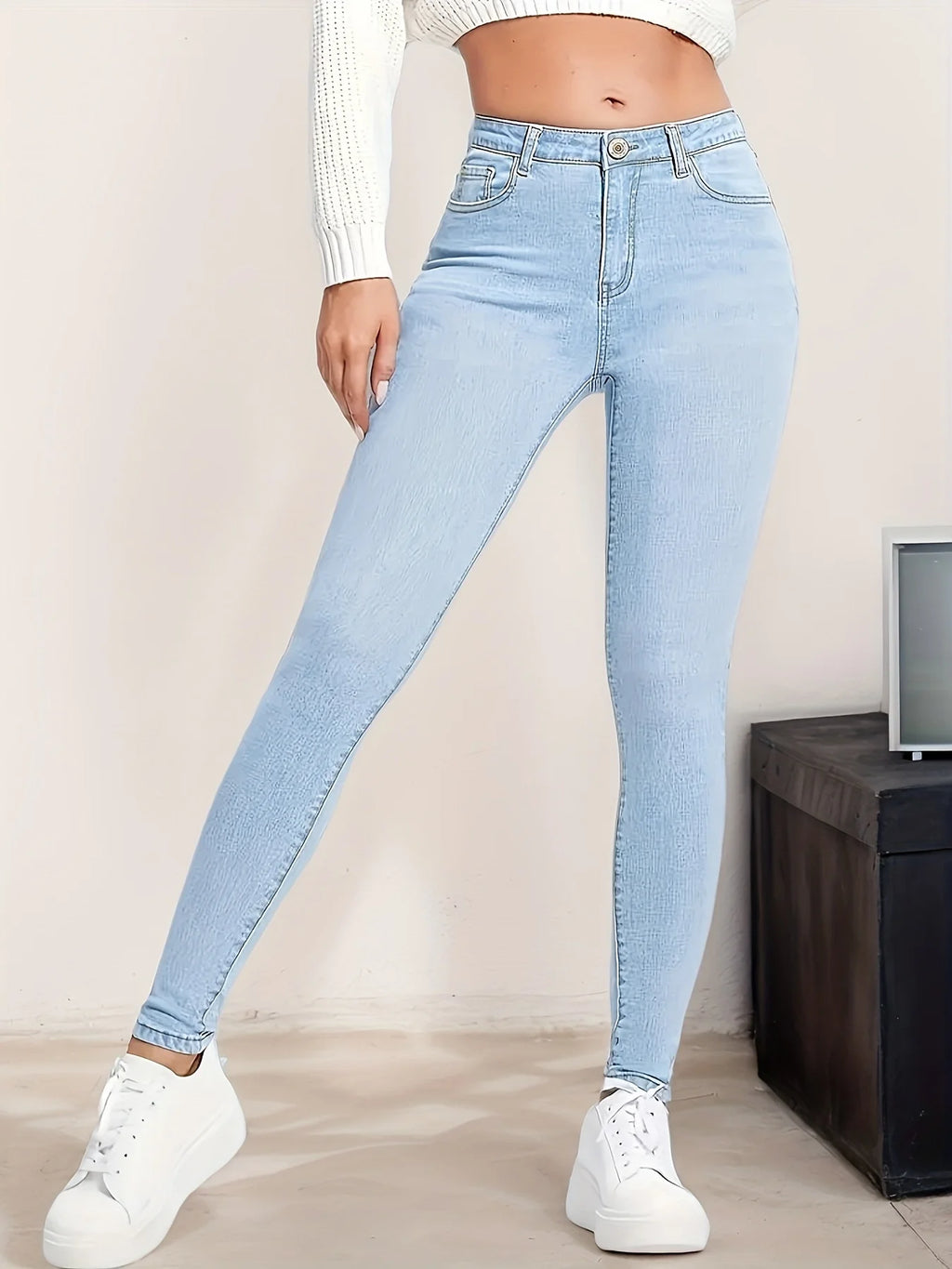 PENDRA Elastic Skinny Pockets Jeans