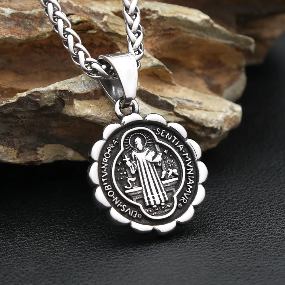 PENDRA Benedictus Stainless Steel Saint Benedict Pendant
