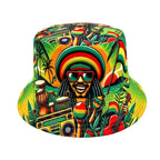 PENDRA Hip-hop Jamaican Character Print Double-sided Bucket Lightweight Fisherman Bucket Hat