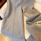 Old money style thick wide leg pants women autumn and winter Korean version solid color hanging feel straight leg pants