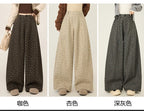 Lazy style floral print woolen suit pants women in winter new loose and versatile casual curved knife wide leg pants