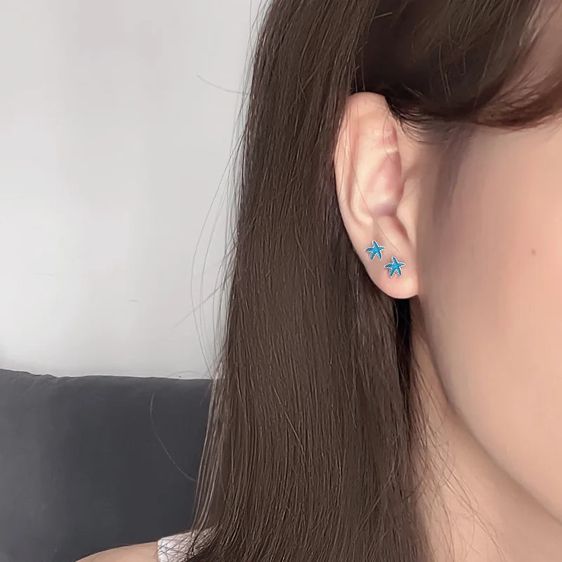 PENDRA Silver Stamp Star Earrings
