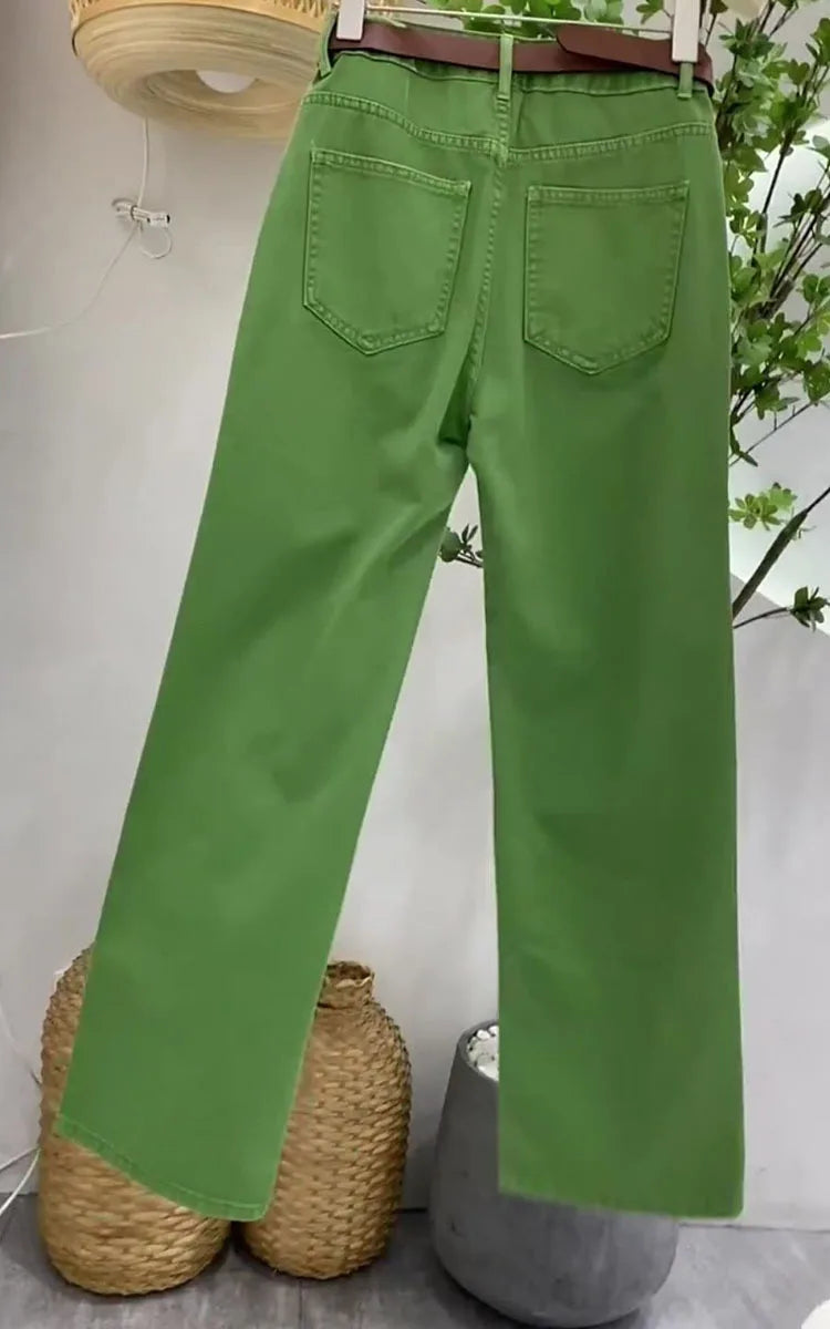 PENDRA Greenwash High Waist Wide Leg Jeans