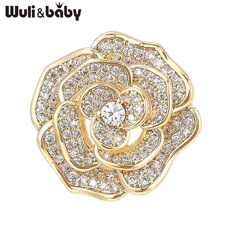 PENDRA Rosaspark Shining Rose Flower Brooch
