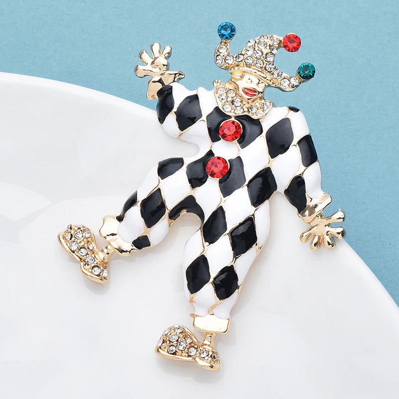 PENDRA Multi Color Crystal Clown Brooch