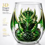 Mythical Green Dragon Whiskey Tumbler Cup Double‑Layer High Borosilicate Glass 3D Dragon Sculpture Drinking Glasses  Decoration
