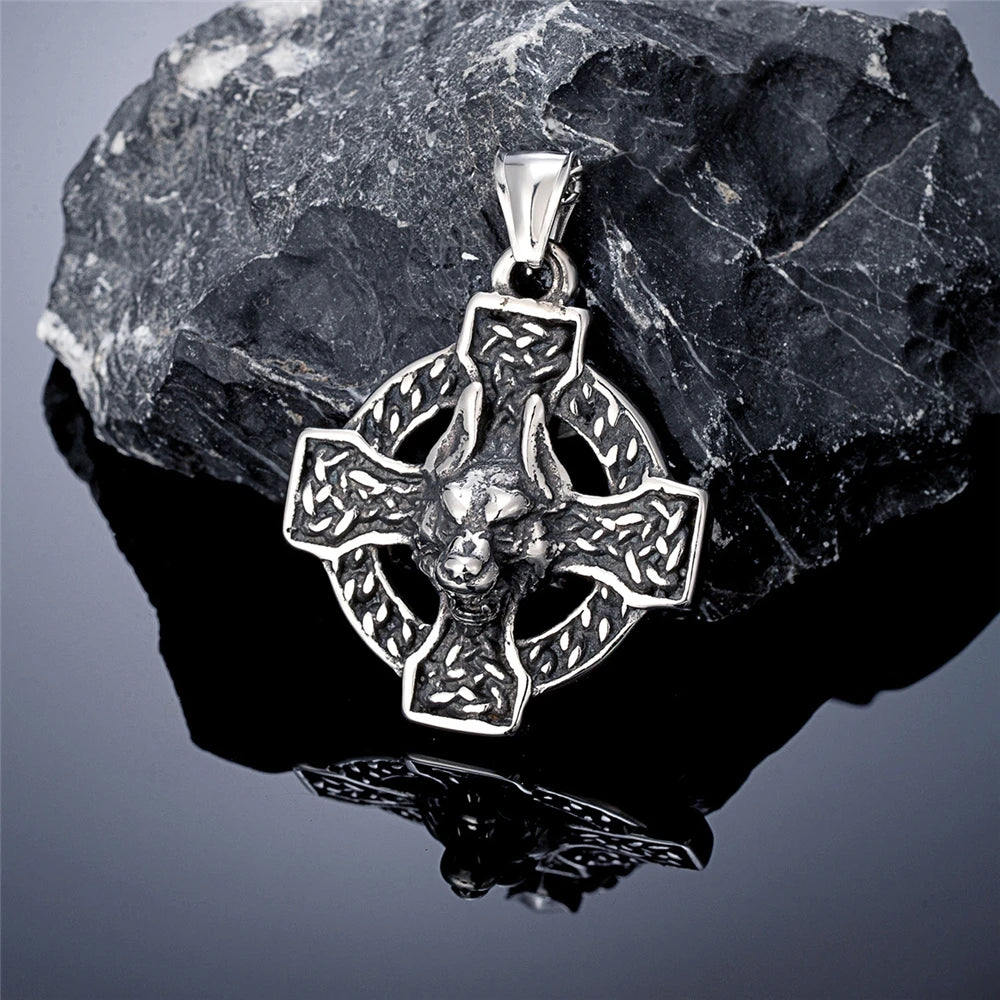 PENDRA Celtic Knot Rune Wolf Necklace