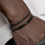 Waterproof Men's Layered Bracelets,2pcs Stainless Steel Twisted Chain Link Wristband,4MM Cuff Bangle Gift