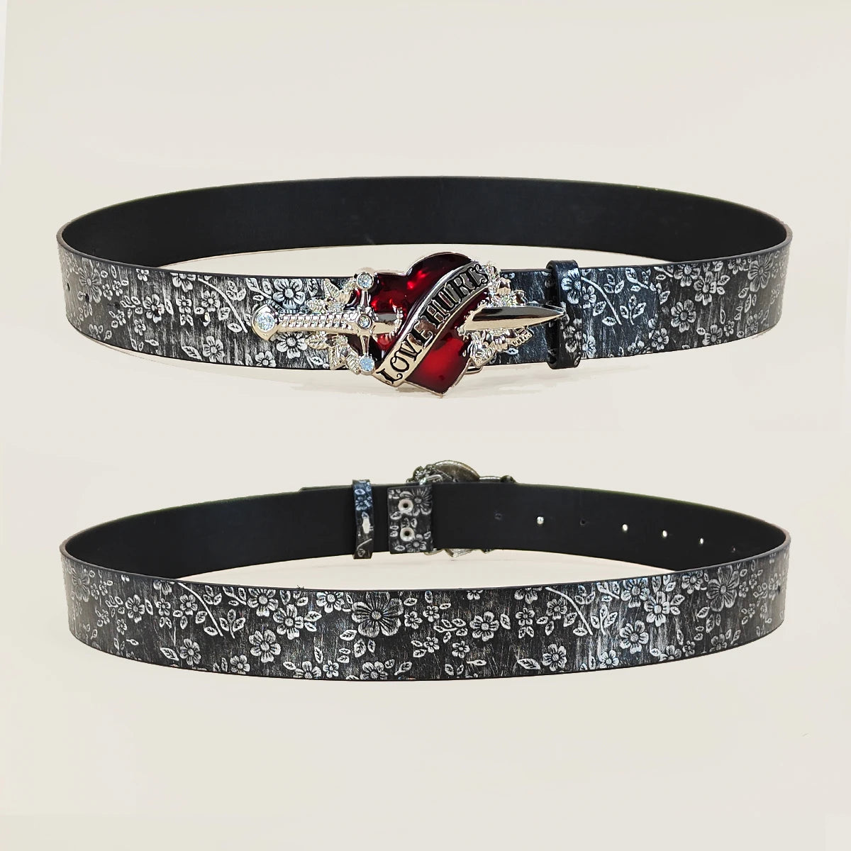 Fashionable Casual PU Leather Belt with Red Heart Buckle for Men And Women Luxury Designer a Love Buckle Pattern for Jeans Skirt