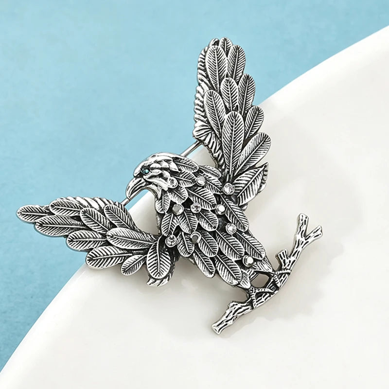 Wuli&baby Vintage Eagle Brooches For Women Unisex 2-color Lovely Rhinestone Bird Animal Party Casual Brooch Pins Gifts