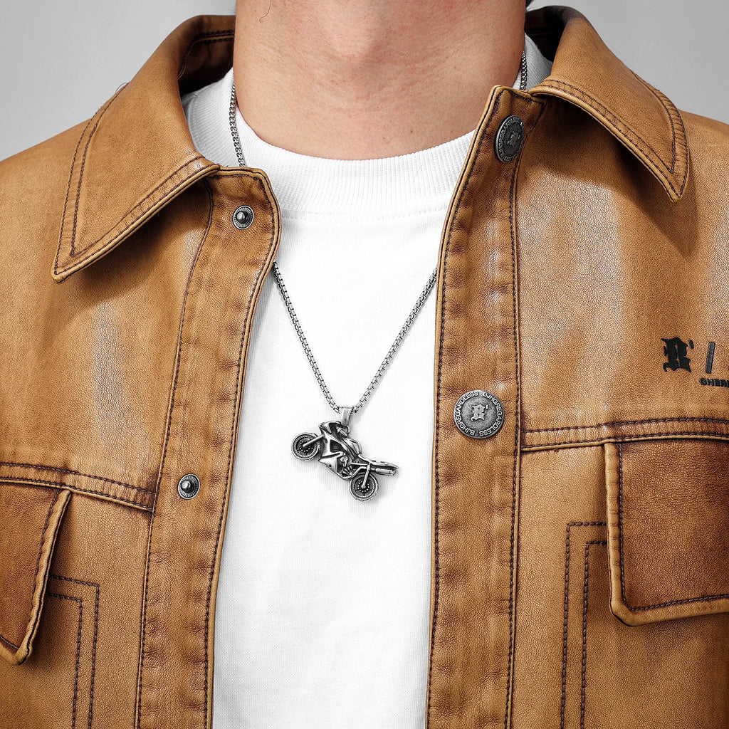 Racing Motorcycle Rider Stainless Steel Men Necklaces Pendant Chain Punk Biker New In For Women Fashion Jewelry Gifts Wholesale