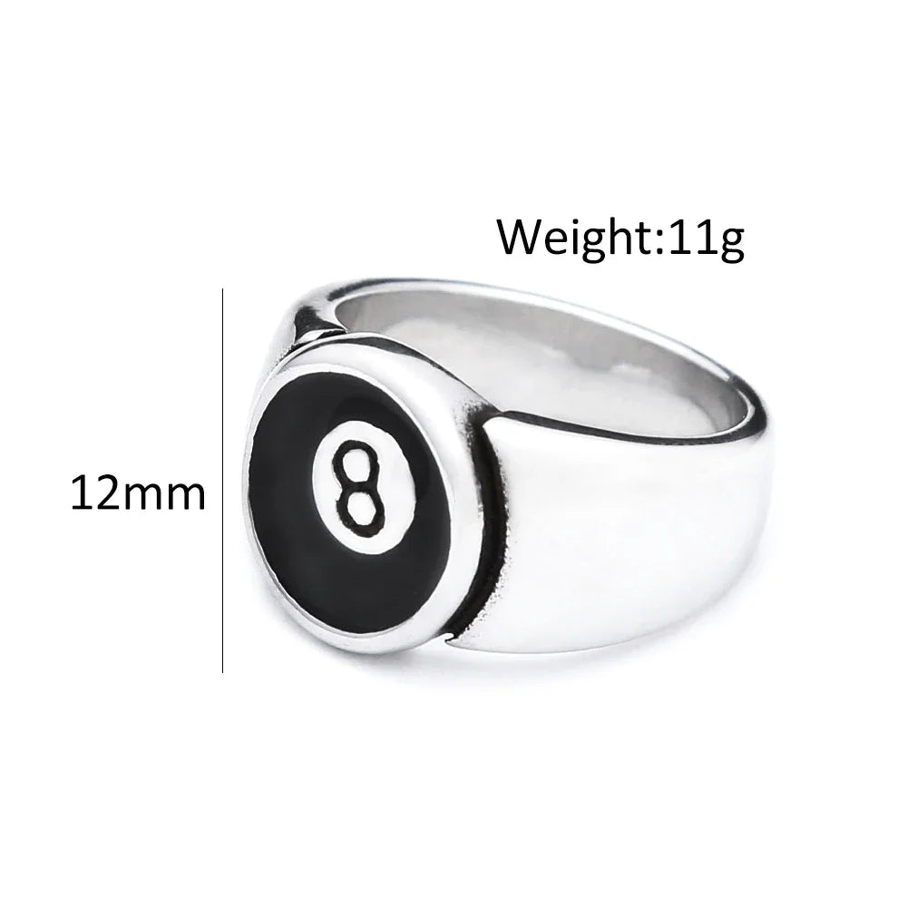 PENDRA Black8 Stainless Steel Number 8 Ring