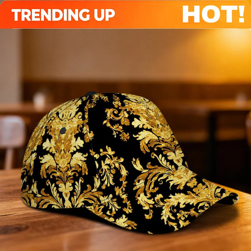 PENDRA Elegant Golden Flourishes Classic Baseball Lightweight Adjustable Duckbill Baseball Cap