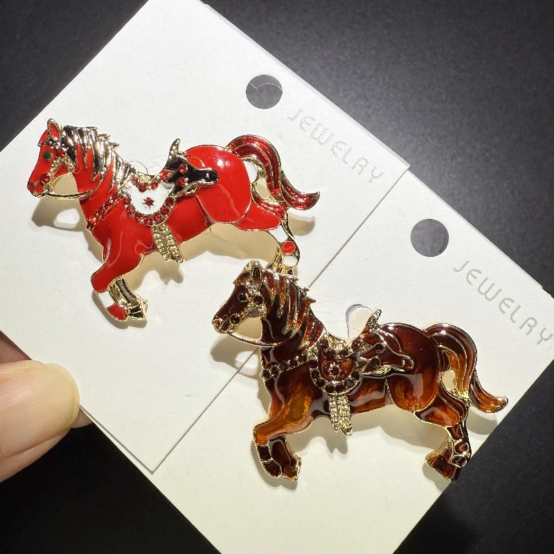 PENDRA 4-color Enamel Running Horse Brooch
