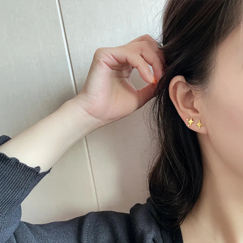 PENDRA Silver Gold Stamp Earrings
