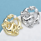 PENDRA Stainless Steel Pearl Lady Brooch