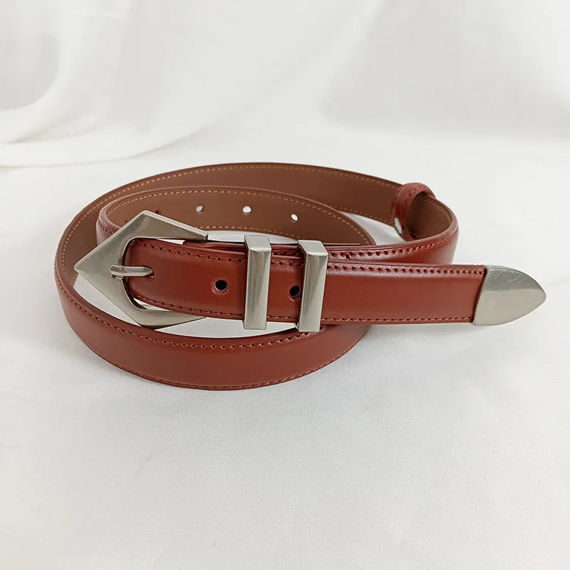 Real Cowhide Leather Belt For Women Punk Decoration Casual Pants Jeans Wide Clothes Waist Belt Retro Fashion Women's Waistband