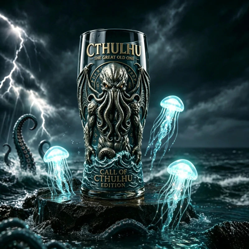 Cthulhu Deep Sea Monster Glass Mug, Gothic Fantasy Whiskey Cup, Barware for Beer Water Cocktail Collectible Decor Ornaments