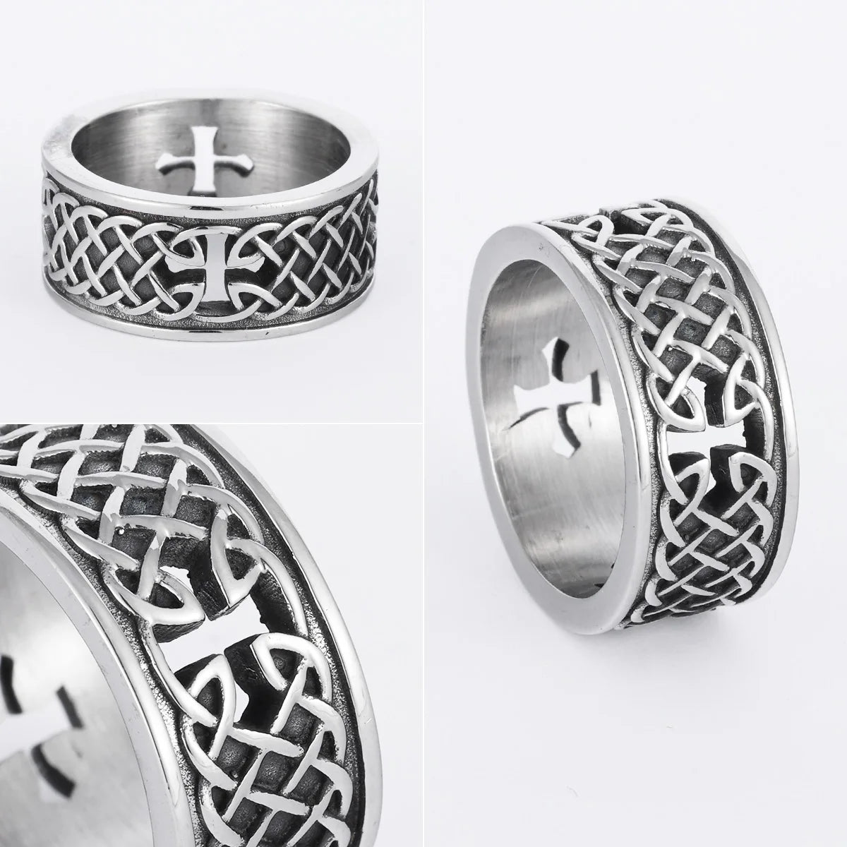 Viking Celtic Knot Cross Stainless Steel Womens Mens Rings Punk Vintage For Boyfriend Biker Jewelry Creativity Gift Wholesale
