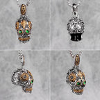 PENDRA Steampunk Skull Cross Steel Necklace