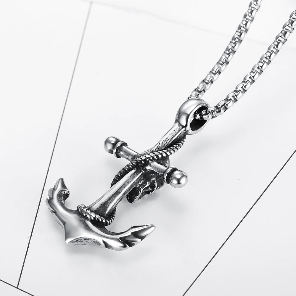 PENDRA AnchorSkull Skull Anchor Pendant Necklace
