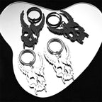 Gothic Demon Goat Head Skull Hoop Earrings for Women Stainless Steel Black Silver Color Punk Devil Earring Jewelry pendientes