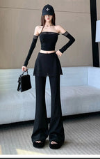 PENDRA Black Micro Flared Pants