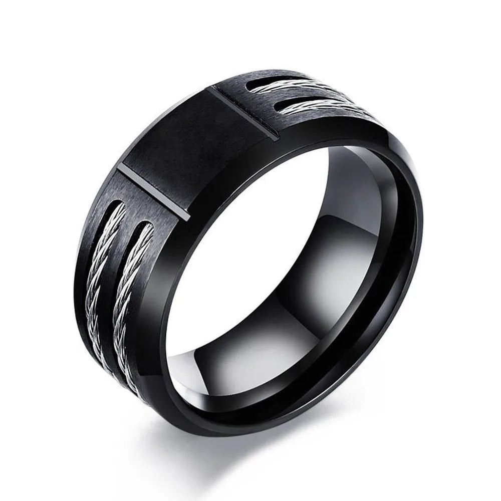 Personalized Chunky Ring for Men Boys,Engrave Initals Image Symbol Stainless Steel Ring,Stylish Jewelry Gift to Dad Husband