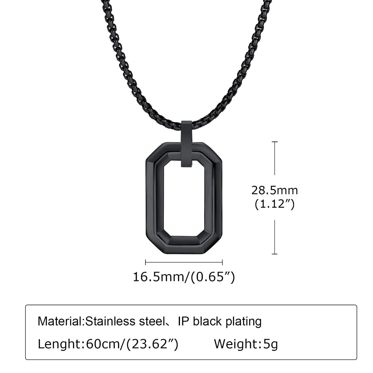 Mens Simple Geometric Necklaces,Hollow Waterproof Stainless Steel Square Pendant Collars,Classic Jewelry Gifts for Boys