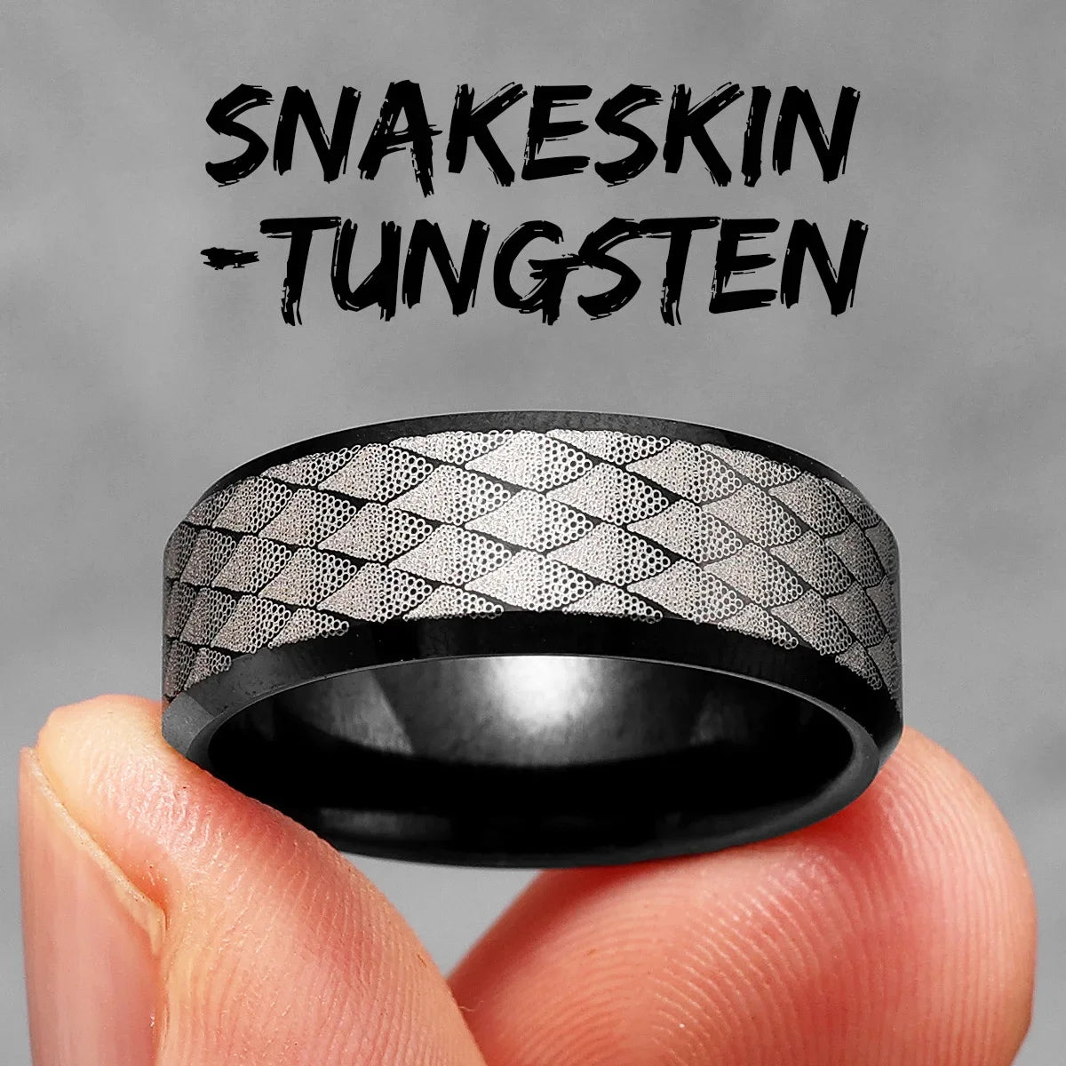 Fish Scale Pattern Luxury Laser Engrave Tungsten Steel Men Rings Punk Rock Women Wedding Jewelry Accessories Gift Wholesale