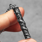 PENDRA Dragon Pillar Carving Steel Necklace
