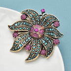 PENDRA Lilycrest Vintage Metal Rhinestone Flower Brooch