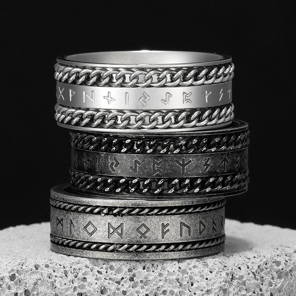 PENDRA Runes Nordic Boyfriend Steel Ring