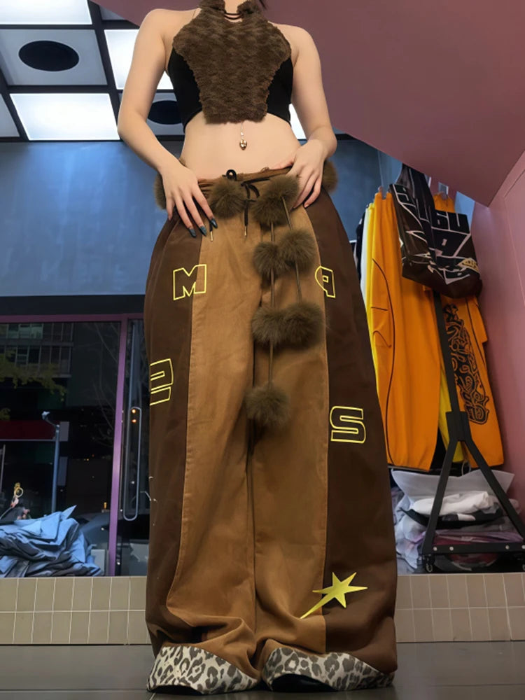 PENDRA Leopard Patchwork Brown Pants
