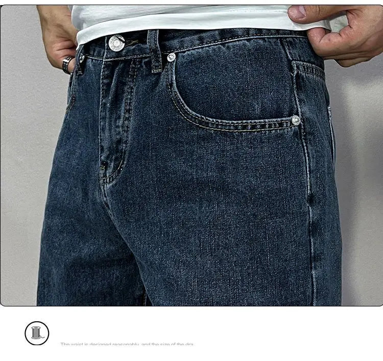 Men's Denim Shorts 2025 Summer Thin Five-point Pants Versatile Simple CowBoys Korean Blue Overalls Denim Short Medium Pants Man
