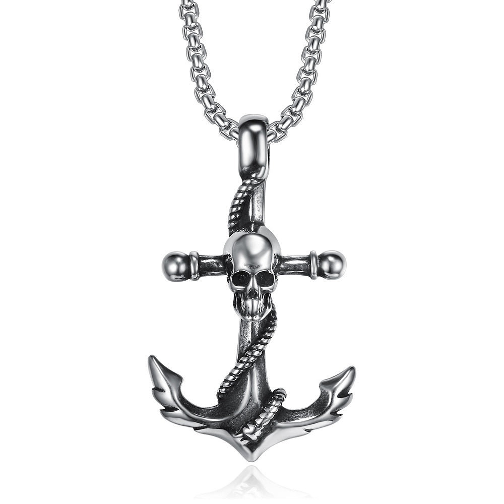 PENDRA AnchorSkull Skull Anchor Pendant Necklace