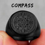 PENDRA Compass World Map Steel Ring