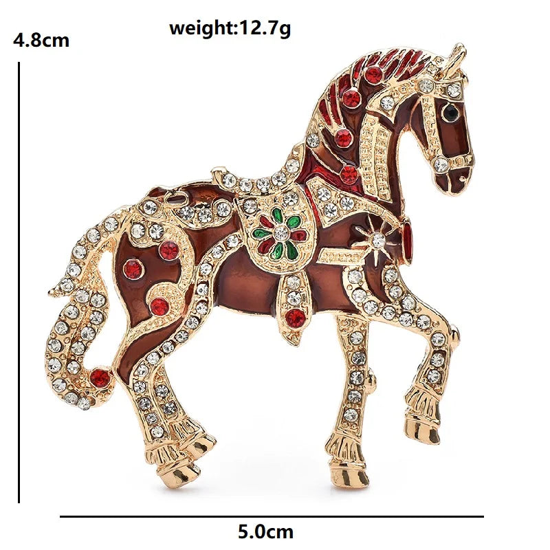 PENDRA Regal Enamel Horse Brooch