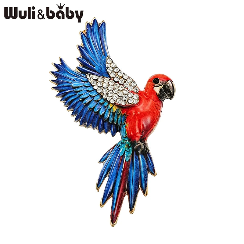 PENDRA Flying Parrot Rhinestone Brooch