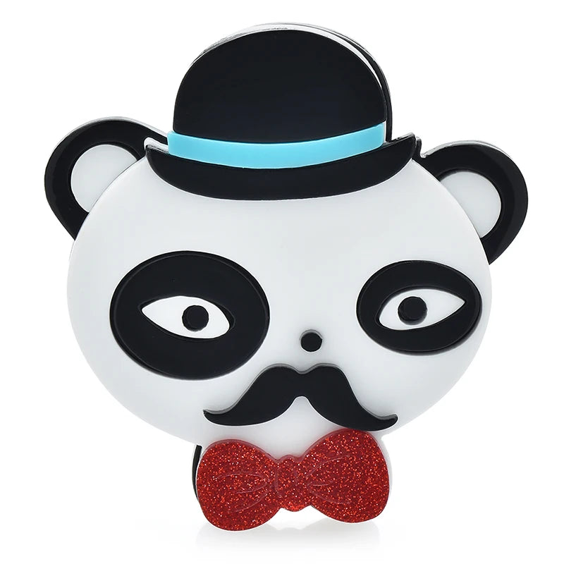 Wuli&baby Lovely Acrylic Bear Brooch Pins 2-color Wear Hat Bowknot Animal Brooches For Women Kid's Clothes Backpack Gifts