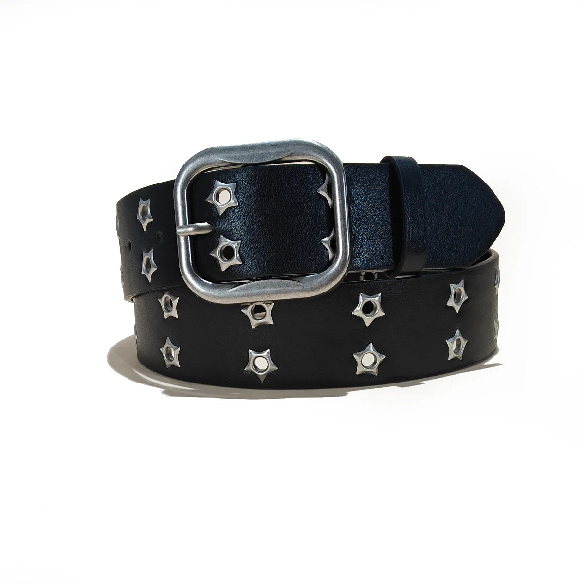 PENDRA Elarara Leather Black D-Buckle Star Belt