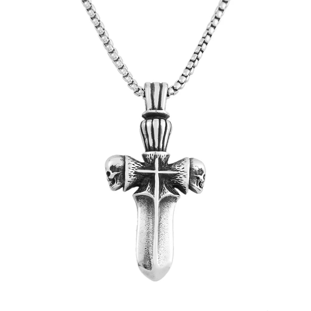 PENDRA Skullblade Punk Skull Sword Pendant Necklace