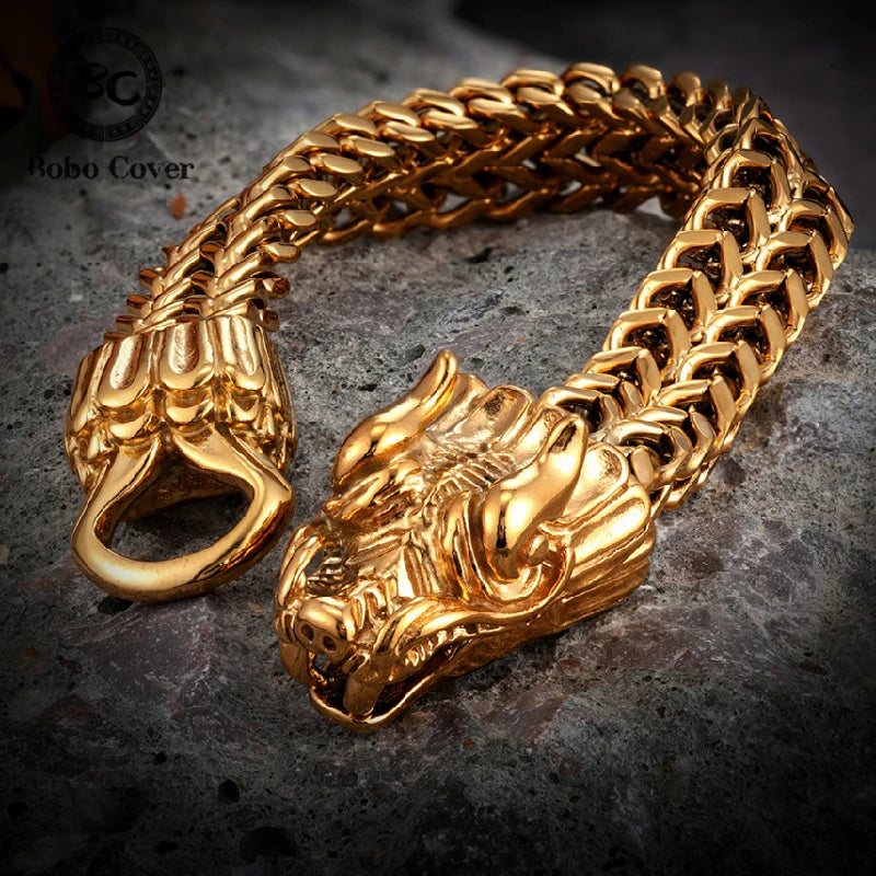 PENDRA Dragon Gold Steel Bracelet